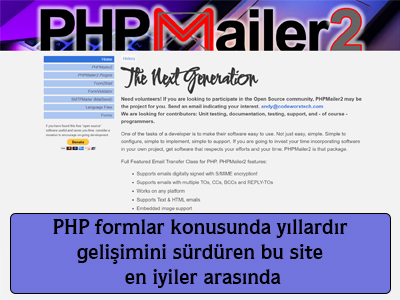 PHP Formlar konusunda yıllardır gelişimini sürdüren bu site en iyiler arasında