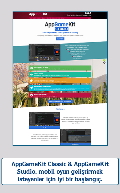 AppGameKit Classic & AppGameKit Studio mobil oyun geliştirmek isteyenler için iyi bir başlangıç