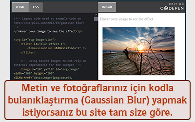 Metin ve fotoğraflarınız için kodla bulanıklaştırma (gaussian blur) yapmak istiyorsanız