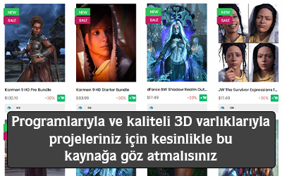 Programlarıyla ve kaliteli 3D varlıklarıyla projeleriniz için kesinlikle bu kaynağa göz atmalısınız