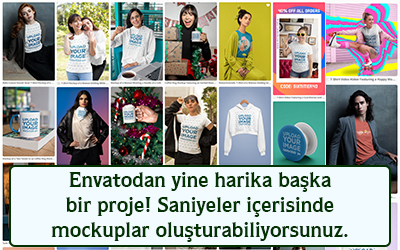 Envatodan yine harika başka bir proje saniyeler içerisinde mockuplar oluşturabiliyorsunuz