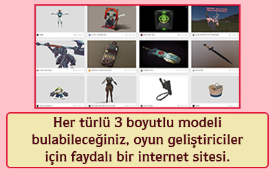 Her türlü 3 boyutlu modeli bulabileceğiniz oyun geliştiriciler için faydalı bir internet sitesi