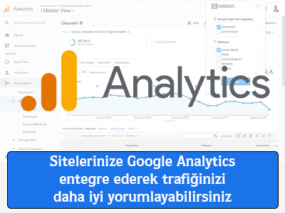 Sitelerinize google analytics entegre ederek trafiğinizi daha iyi yorumlayabilirsiniz