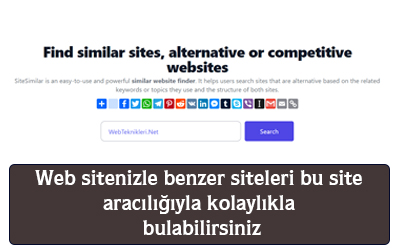 Web sitenizle benzer siteleri bu site aracılığıyla kolaylıkla bulabilirsiniz