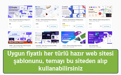 Uygun fiyatlı her türlü hazır web sitesi şablonunu, temayı bu siteden alıp kullanabilirsiniz