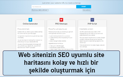 Web sitenizin seo uyumlu site haritasını kolay ve hızlı bir şekilde oluşturmak için